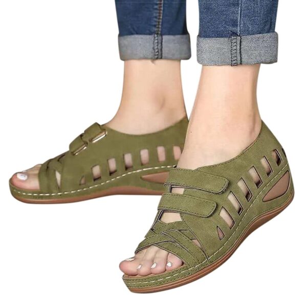 Women Summer Casual Leather Sandals Soft Sole Daily Walking Shoes