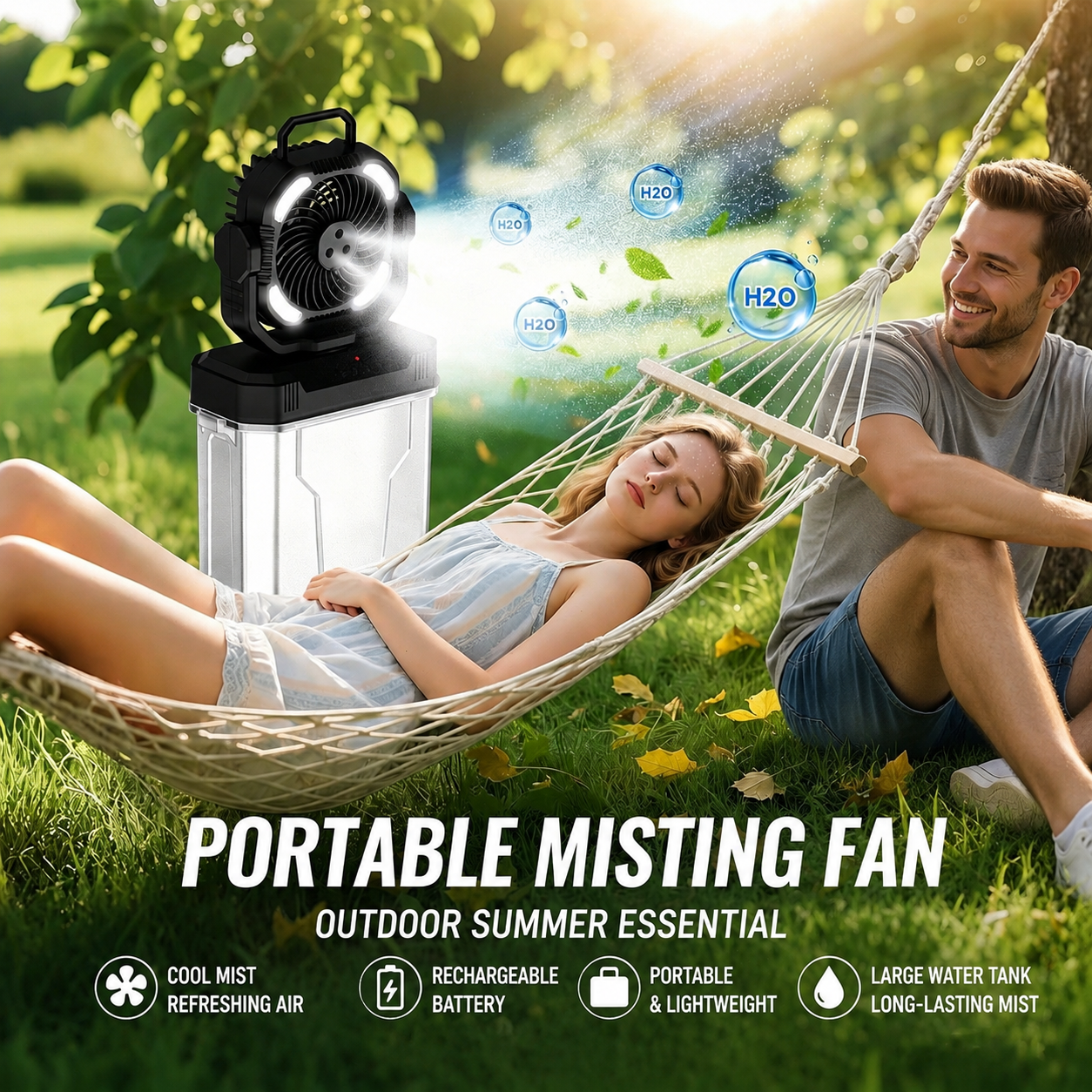 Portable Ice-Water Misting Air Cooler Fan for Camping
