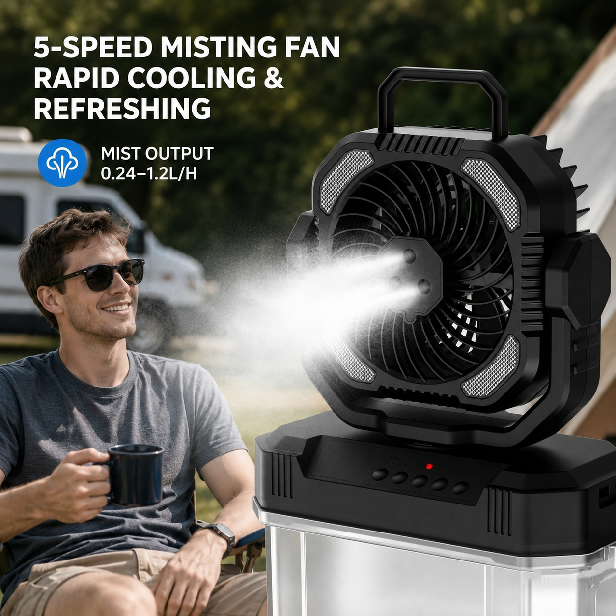 Portable Ice-Water Misting Air Cooler Fan for Camping