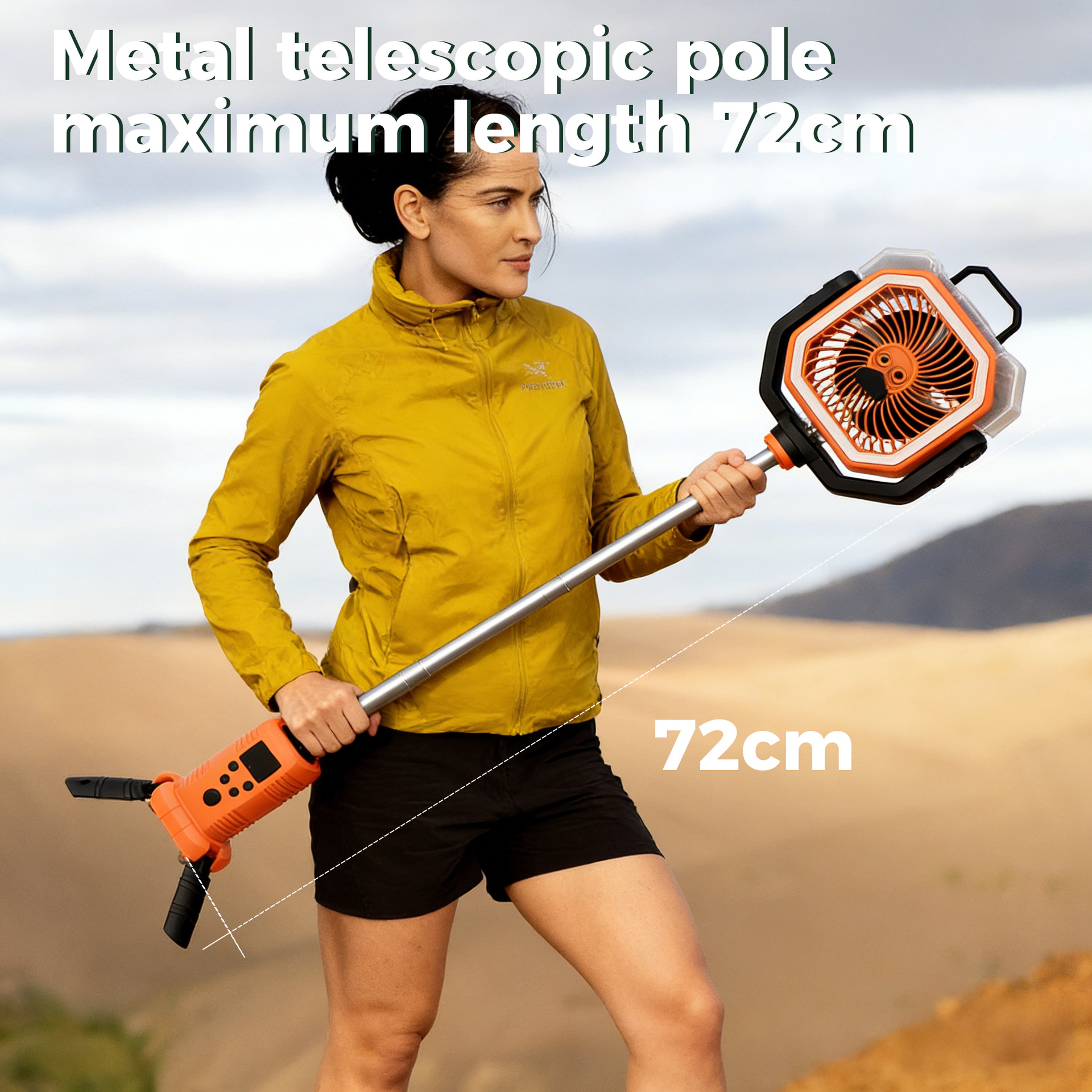 Portable Cordless Misting Fan with Digital Display, 20,000mAh Rechargeable Battery, Telescopic Tripod Stand for Camping & Outdoor Use