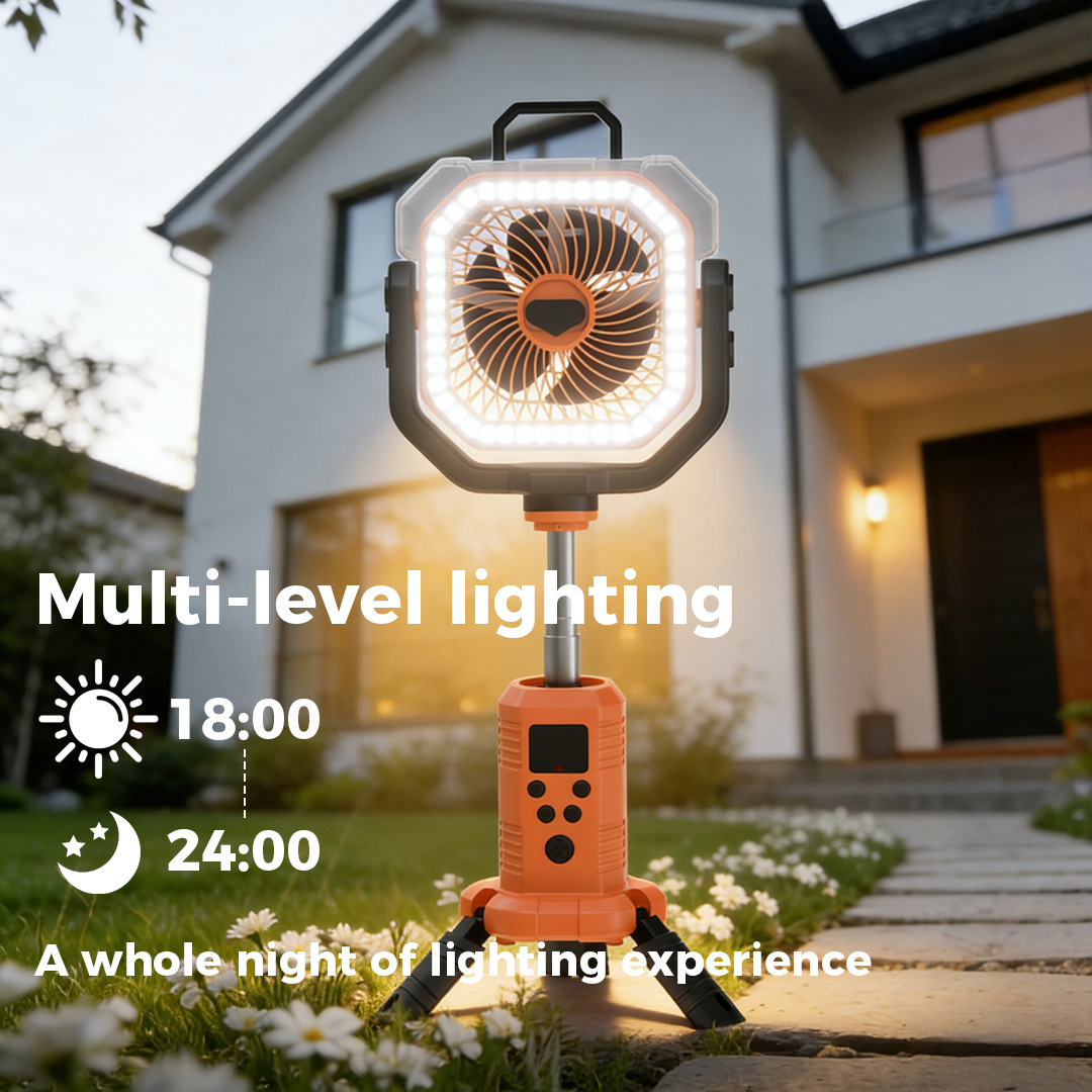 Portable Cordless Misting Fan with Digital Display, 20,000mAh Rechargeable Battery, Telescopic Tripod Stand for Camping & Outdoor Use