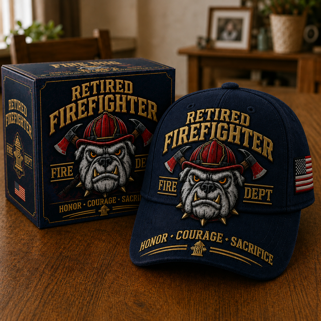 Retired Firefighter Firehouse Bulldog Cap – Honor • Courage • Sacrifice