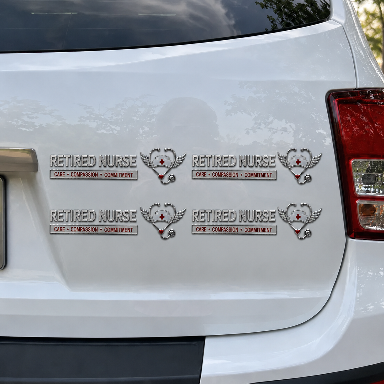 🩺 Retired Nurse Care Compassion Commitment Metal Car Emblem Badge