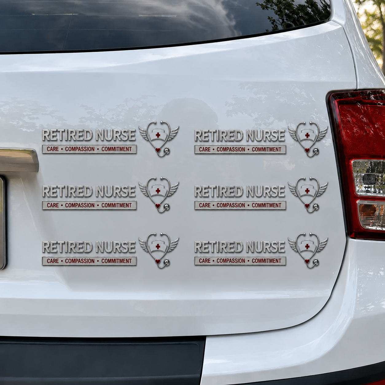 🩺 Retired Nurse Care Compassion Commitment Metal Car Emblem Badge