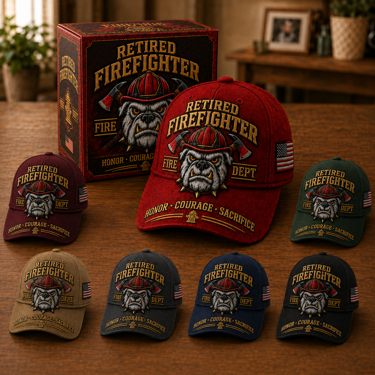Retired Firefighter Firehouse Bulldog Cap – Honor • Courage • Sacrifice