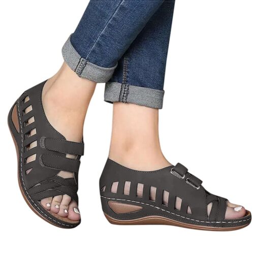 Women Summer Casual Leather Sandals Soft Sole Daily Walking Shoes