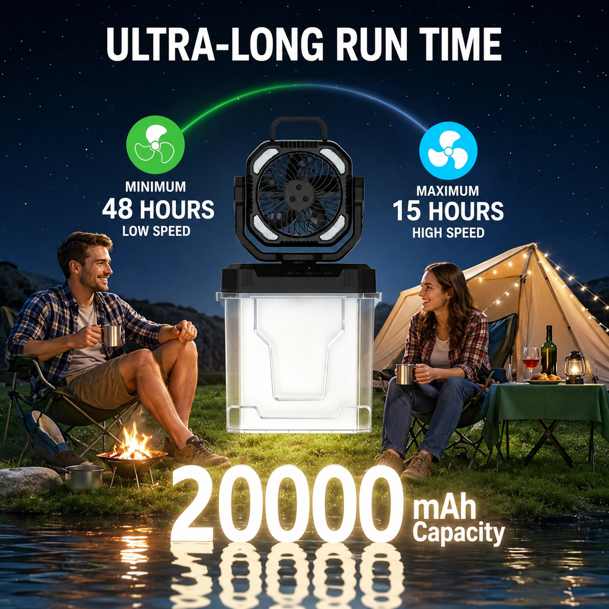 Portable Ice-Water Misting Air Cooler Fan for Camping