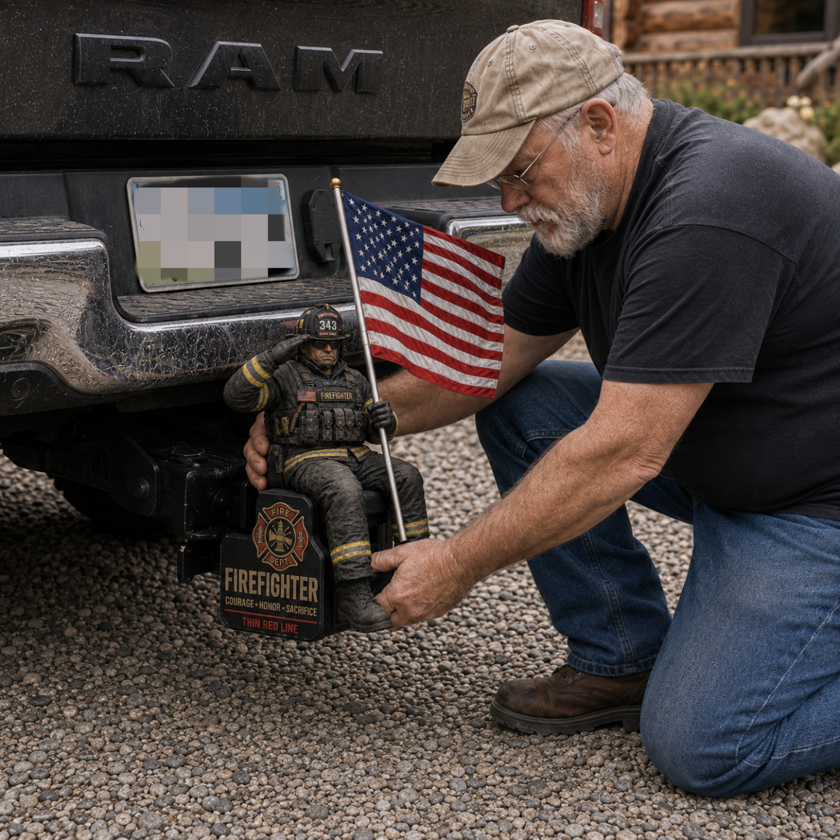 Best Father's Day Gift for Firefighter Dad 🚒❤️ Firefighter Thin Red Line Tribute Trailer Hitch Cover