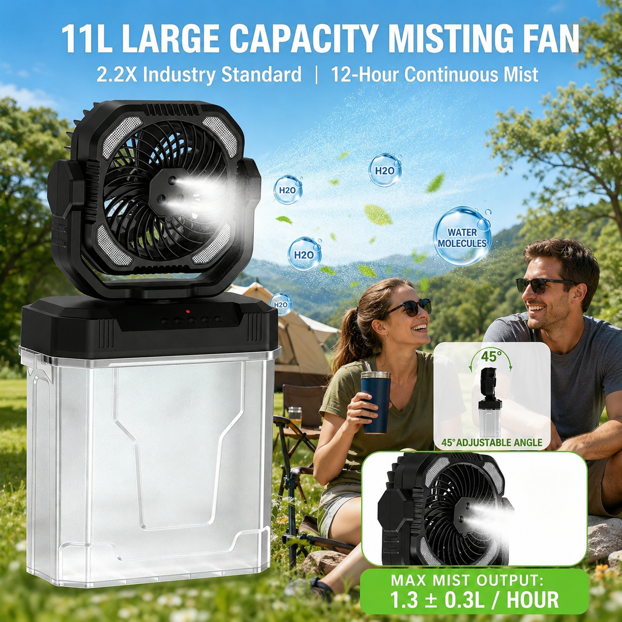 Portable Ice-Water Misting Air Cooler Fan for Camping