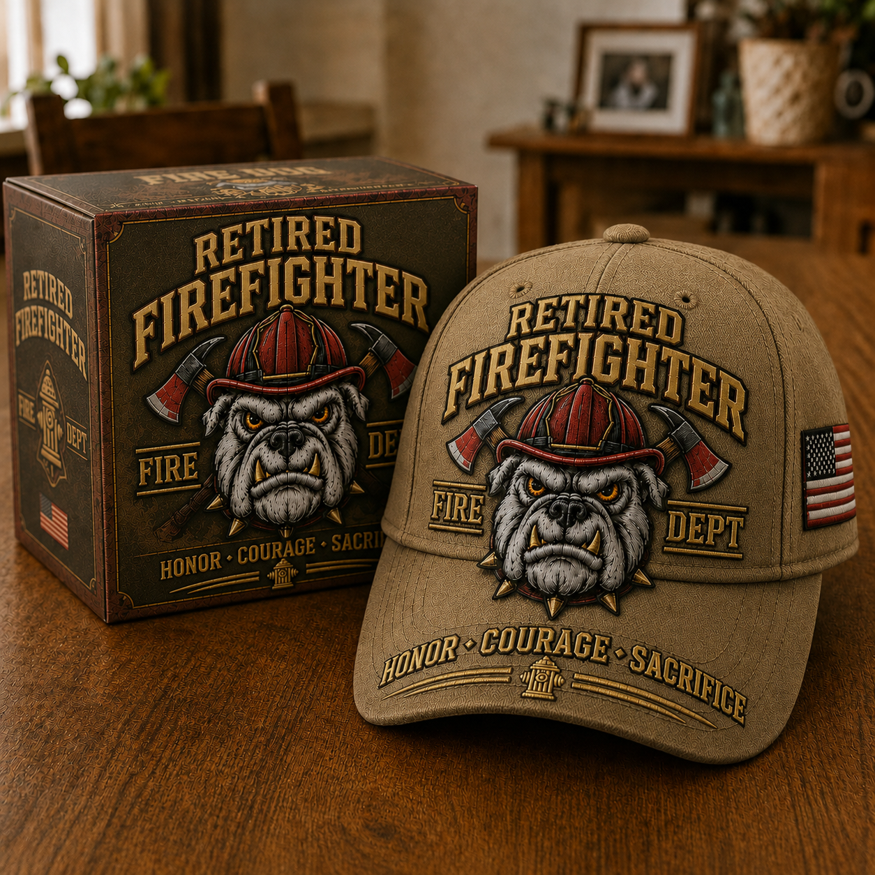 Retired Firefighter Firehouse Bulldog Cap – Honor • Courage • Sacrifice