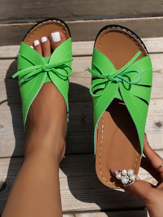 Casual bow-knot openwork comfortable wedge sandals