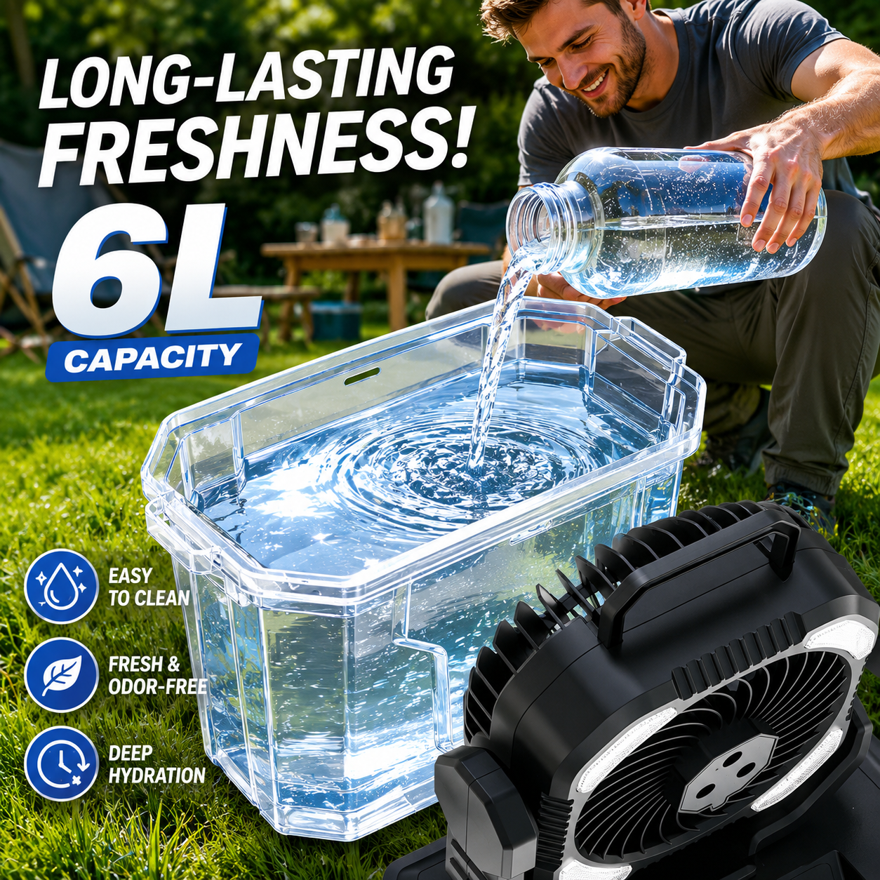 Portable Ice-Water Misting Air Cooler Fan for Camping