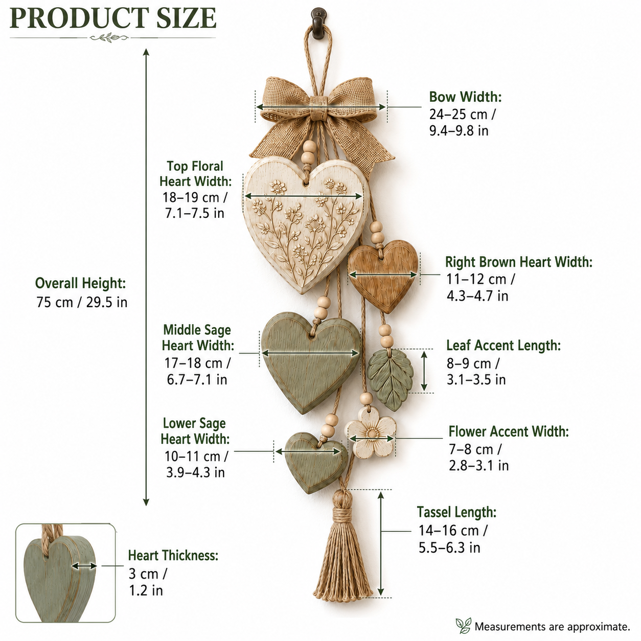 Rustic Solid Wood Heart Wall Hanging