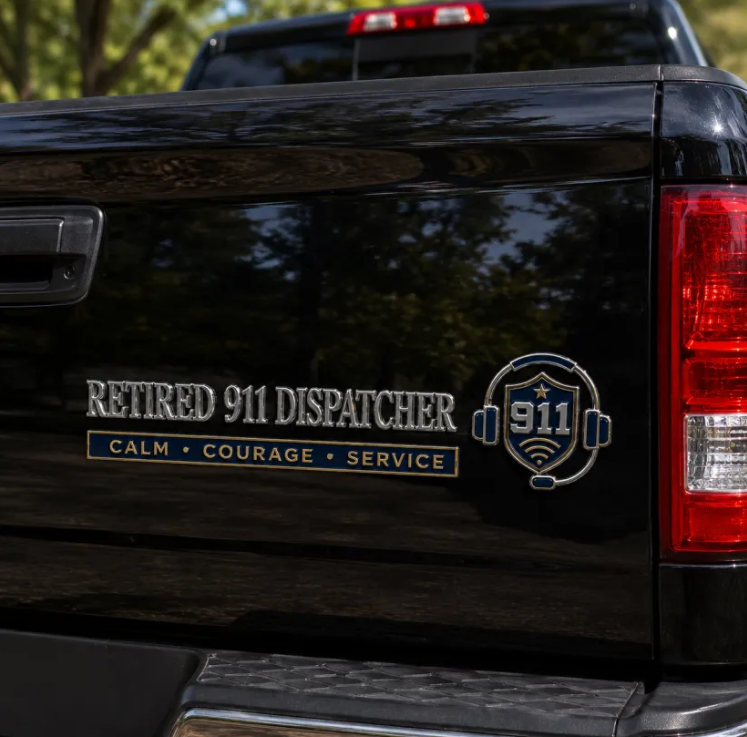🎧🚨 📞 Retired 911 Dispatcher Calm Courage Service Car Emblem Metal Badge