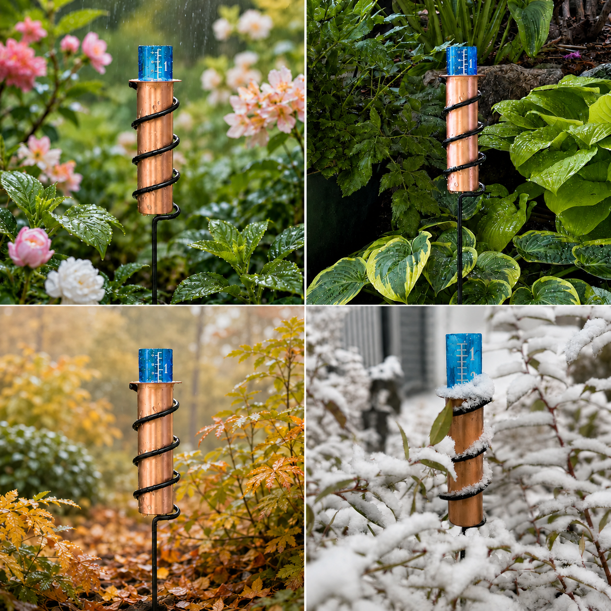Solid Copper Floating Rain Gauge for Garden, Patio & Fence