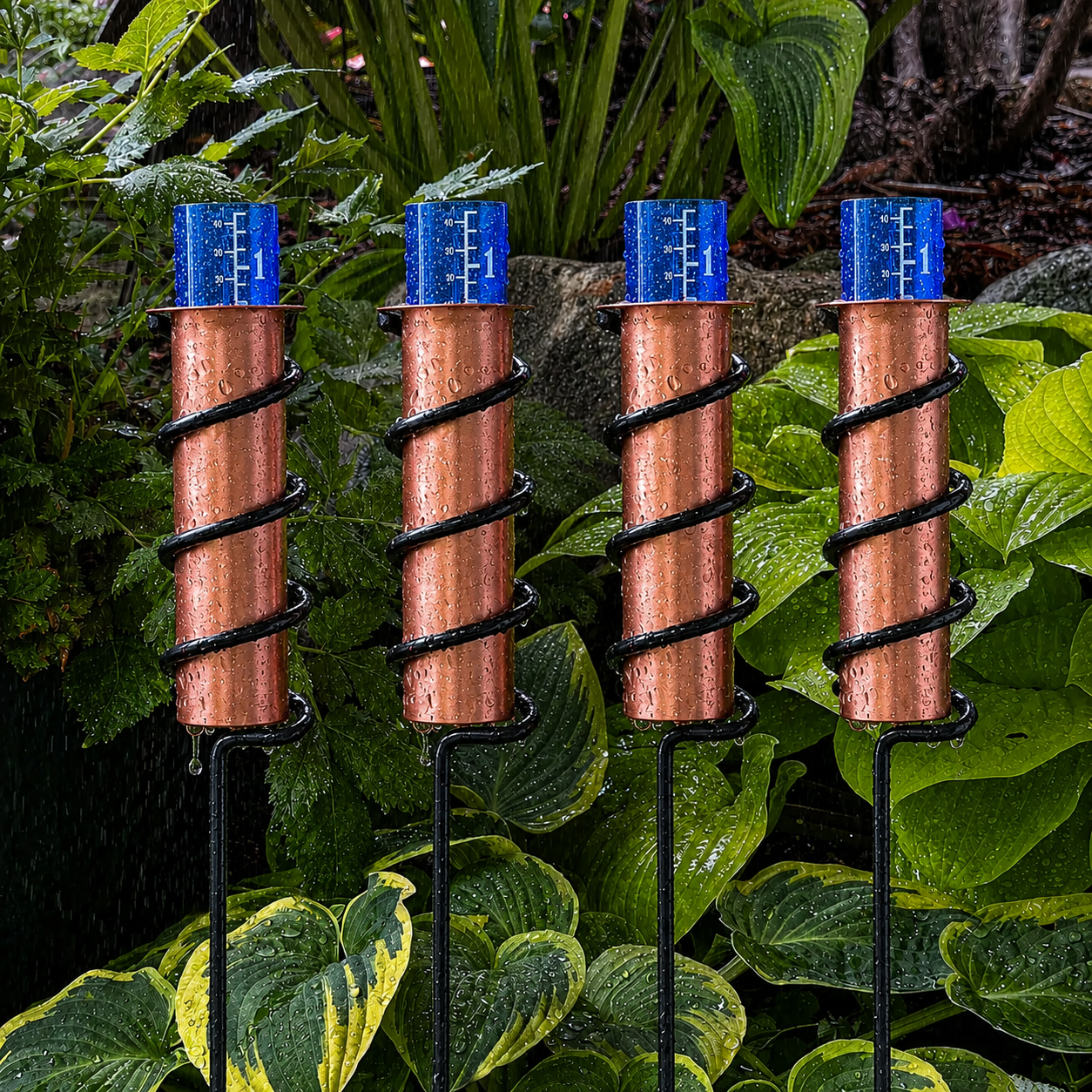 Solid Copper Floating Rain Gauge for Garden, Patio & Fence