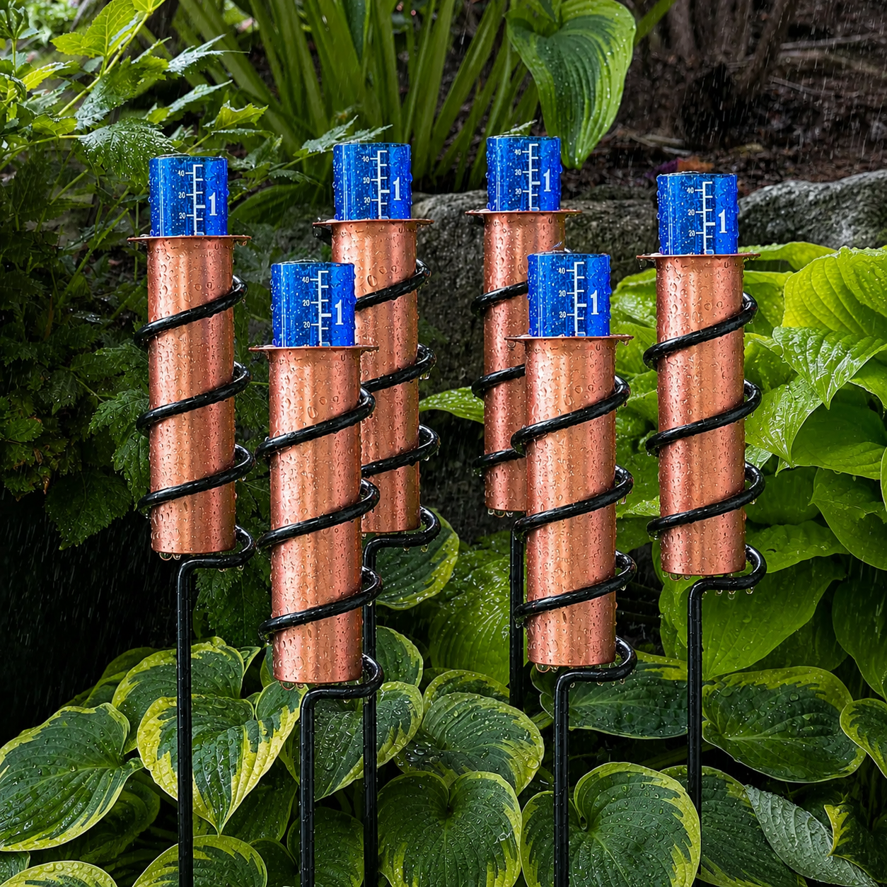 Solid Copper Floating Rain Gauge for Garden, Patio & Fence