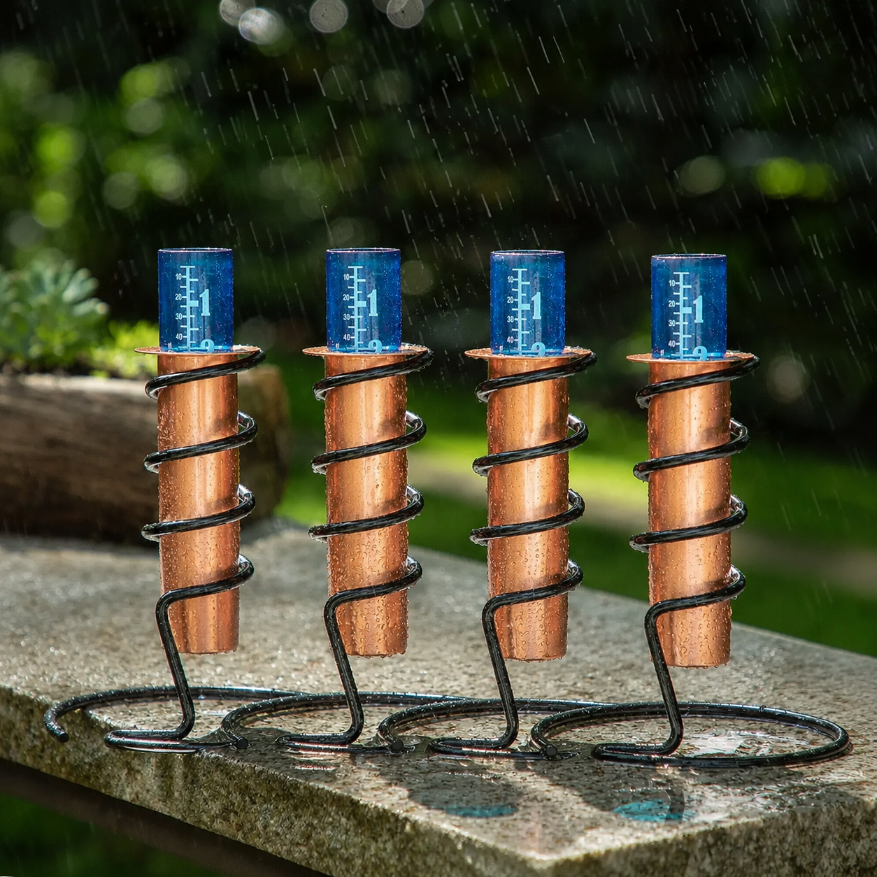 Solid Copper Floating Rain Gauge for Garden, Patio & Fence