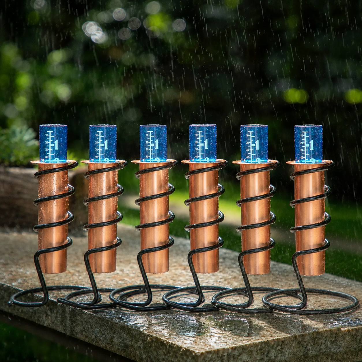 Solid Copper Floating Rain Gauge for Garden, Patio & Fence