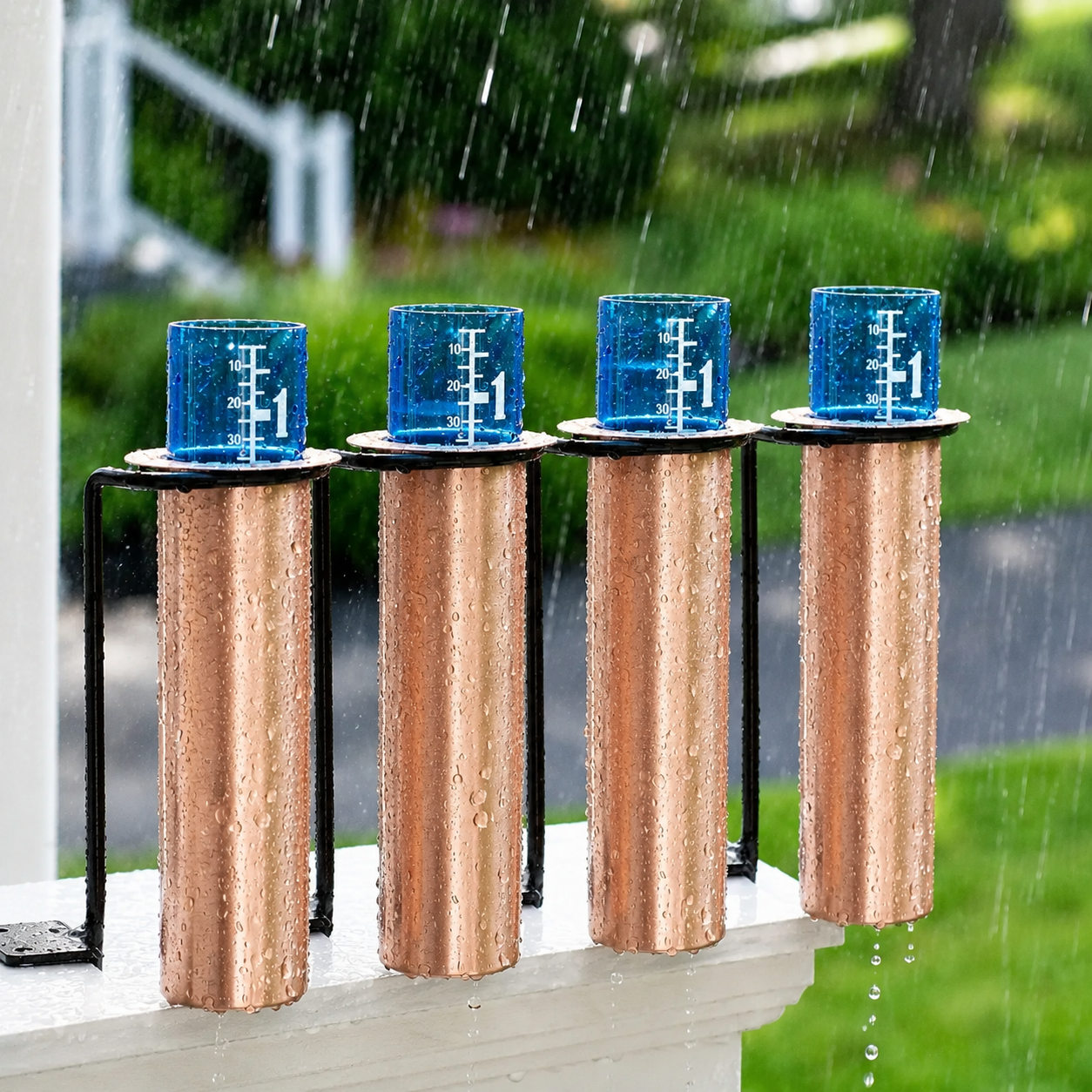Solid Copper Floating Rain Gauge for Garden, Patio & Fence