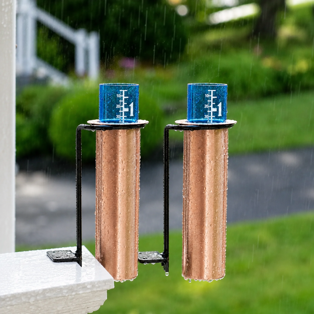 Solid Copper Floating Rain Gauge for Garden, Patio & Fence