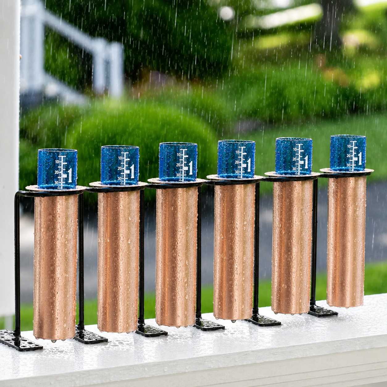 Solid Copper Floating Rain Gauge for Garden, Patio & Fence