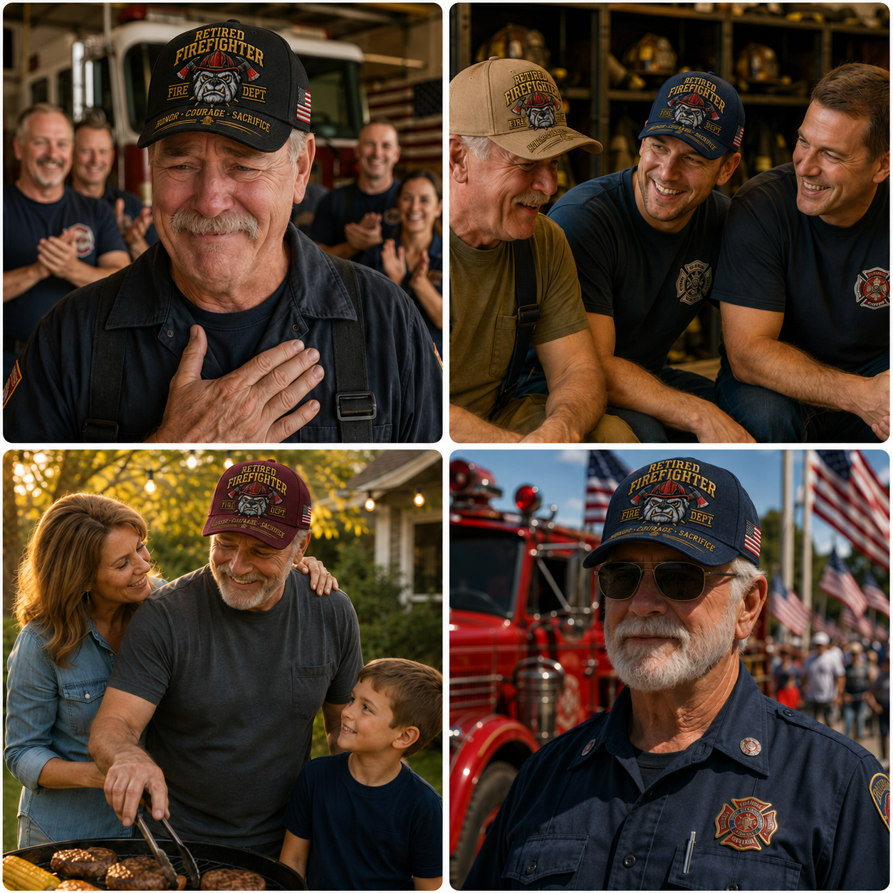 🚒 Honor • Courage • Sacrifice • Eternal Tribute🐶 Retired Firefighter Firehouse Bulldog Commemorative Hat