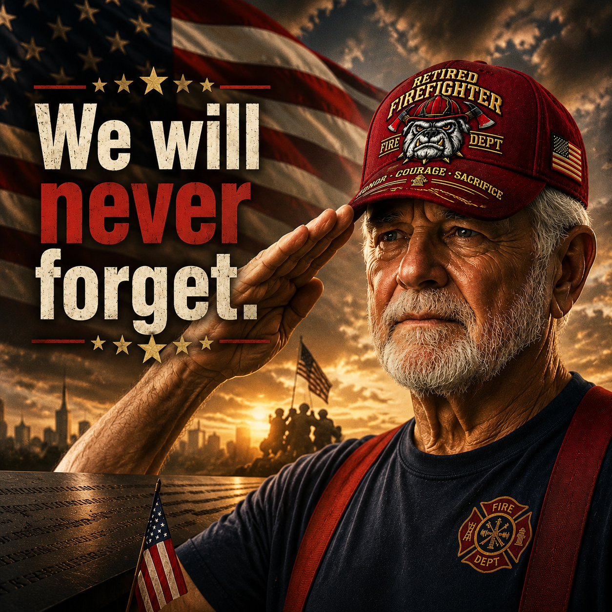 🚒 Honor • Courage • Sacrifice • Eternal Tribute🐶 Retired Firefighter Firehouse Bulldog Commemorative Hat
