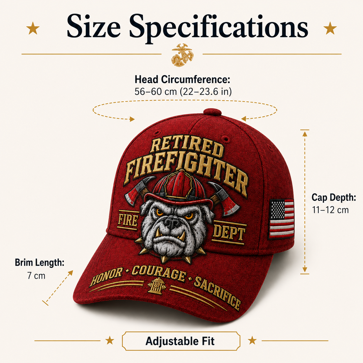 🚒 Honor • Courage • Sacrifice • Eternal Tribute🐶 Retired Firefighter Firehouse Bulldog Commemorative Hat