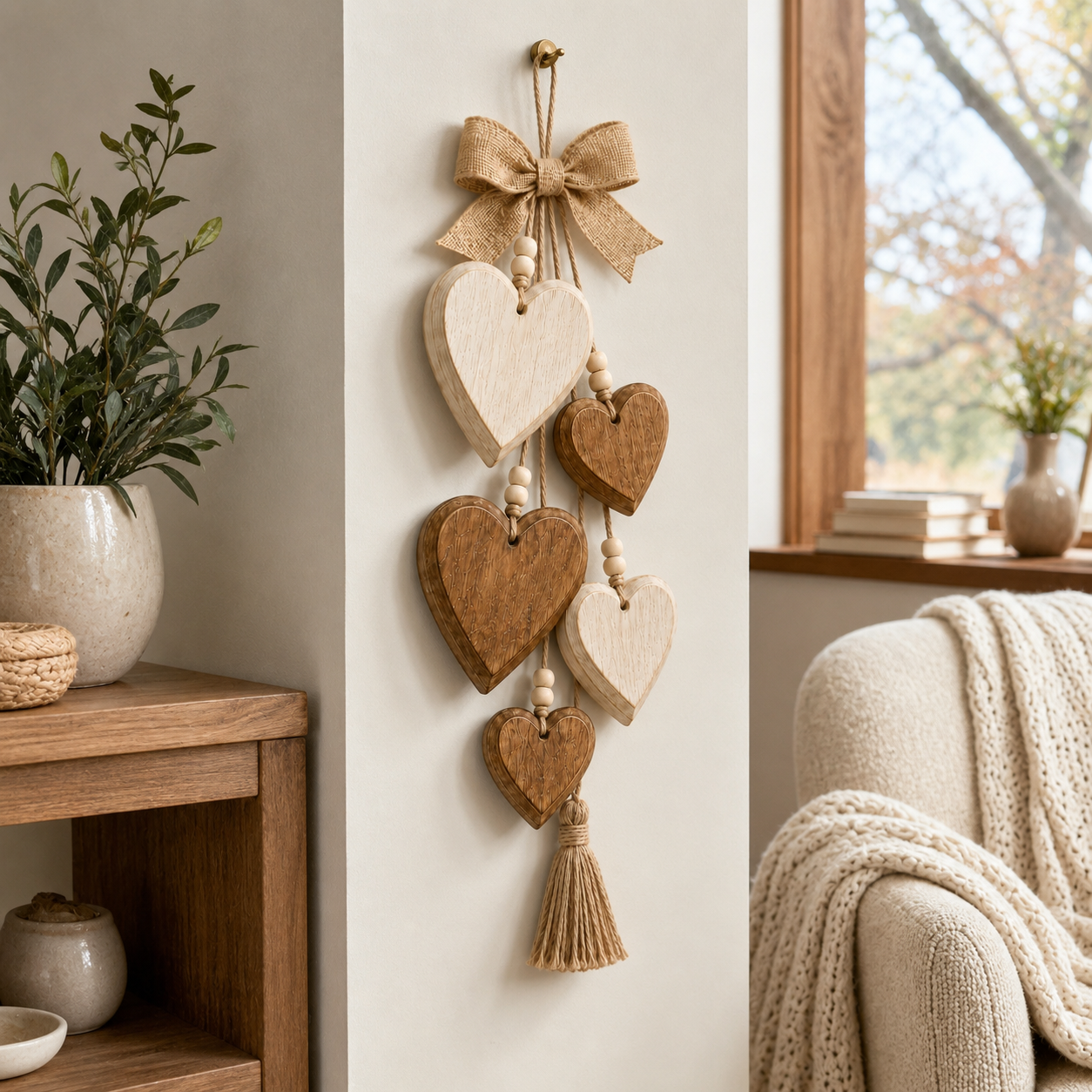 Rustic Solid Wood Heart Wall Hanging