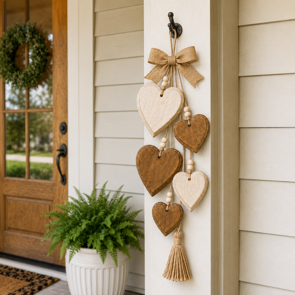 Rustic Solid Wood Heart Wall Hanging