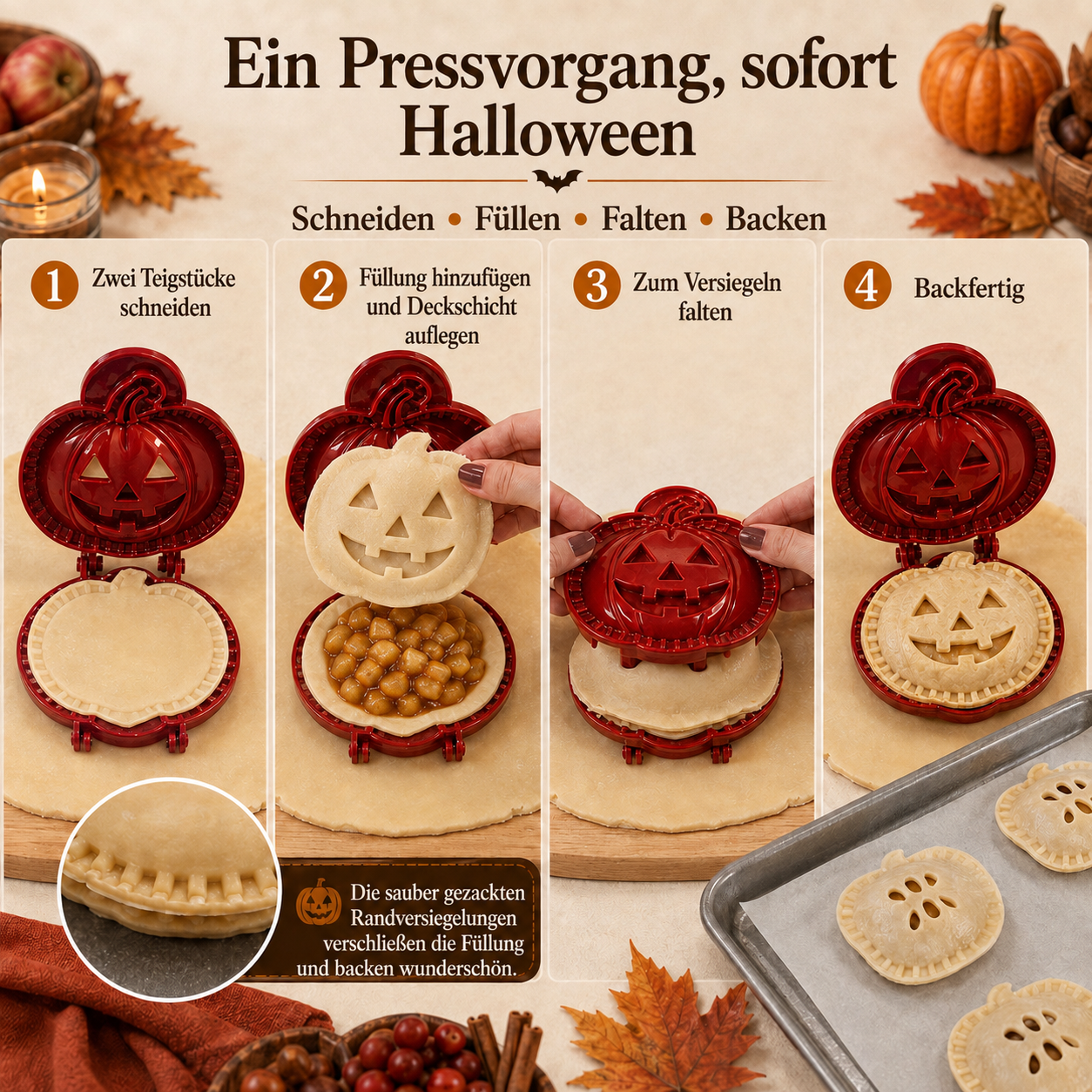 🎃 Halloween-Mini-Pastetenformen-Set – 8 gruselige Designs für einfaches, festliches Backen