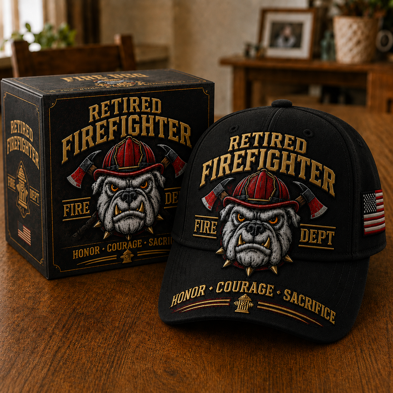 Retired Firefighter Firehouse Bulldog Cap – Honor • Courage • Sacrifice