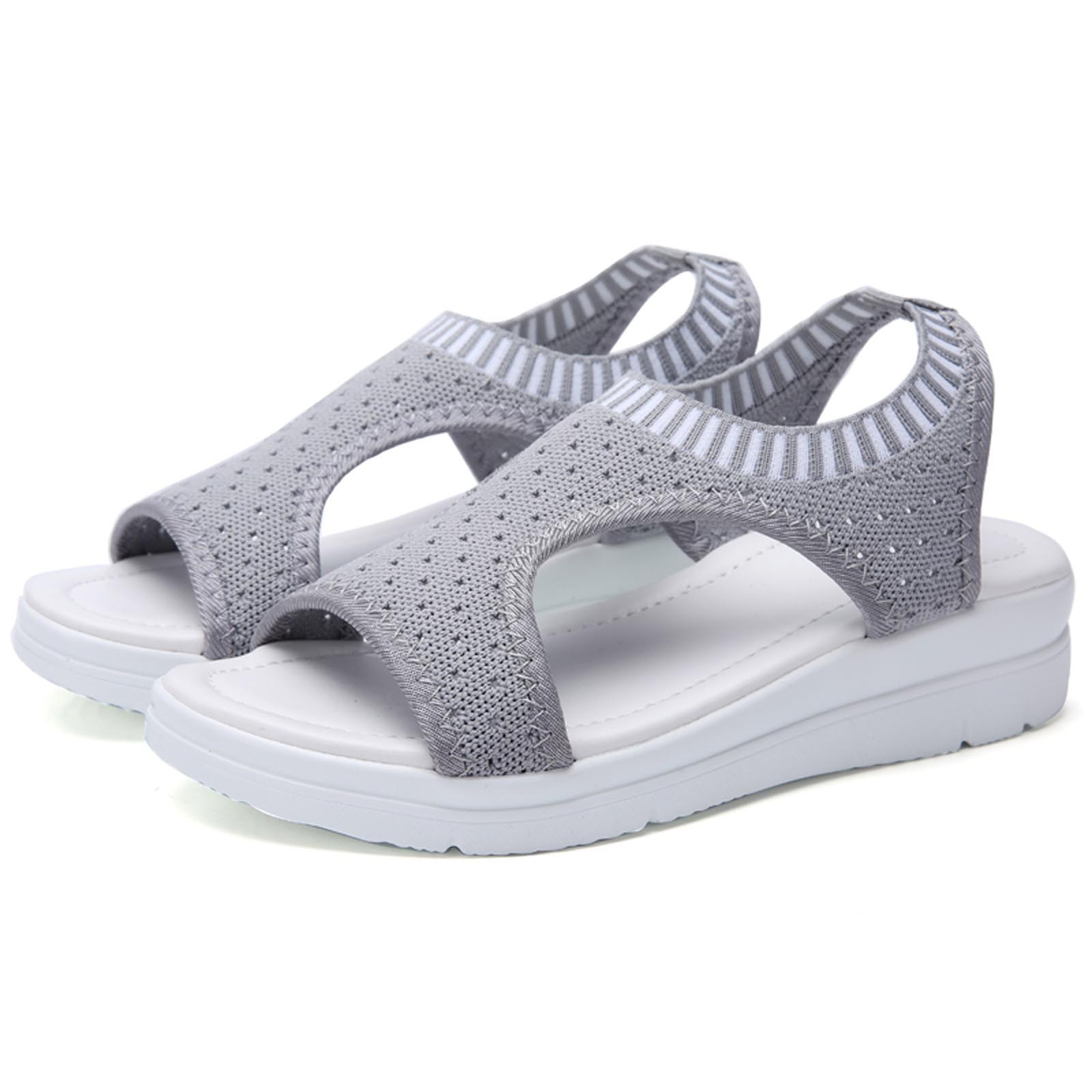 Womens Sandals New Fish Mouth Sandals Women's Large Size Flying Wedge Wedge Sports Women's Sandals Thick Sole Casual Sandals Wedge Sandals for Women