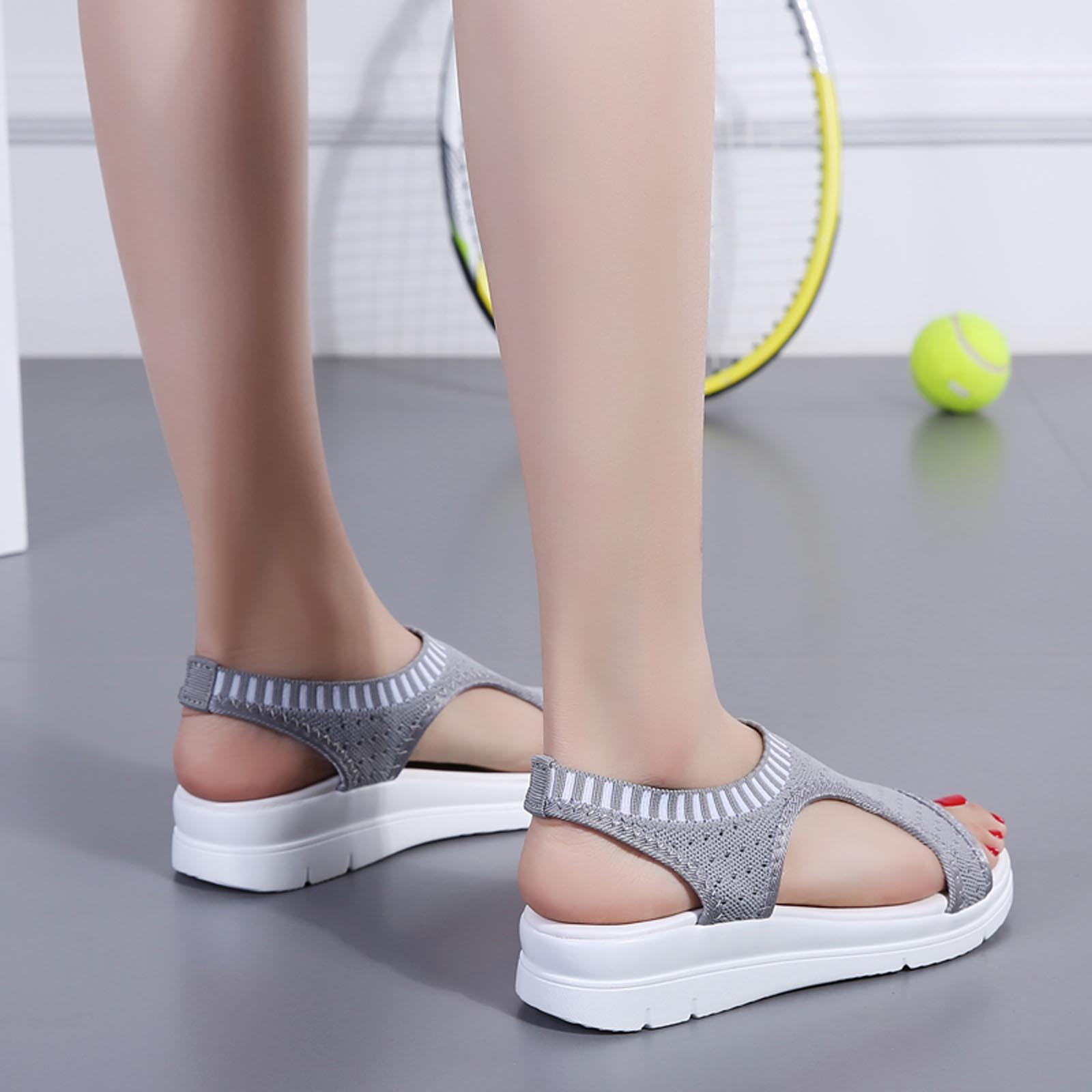 Womens Sandals New Fish Mouth Sandals Women's Large Size Flying Wedge Wedge Sports Women's Sandals Thick Sole Casual Sandals Wedge Sandals for Women