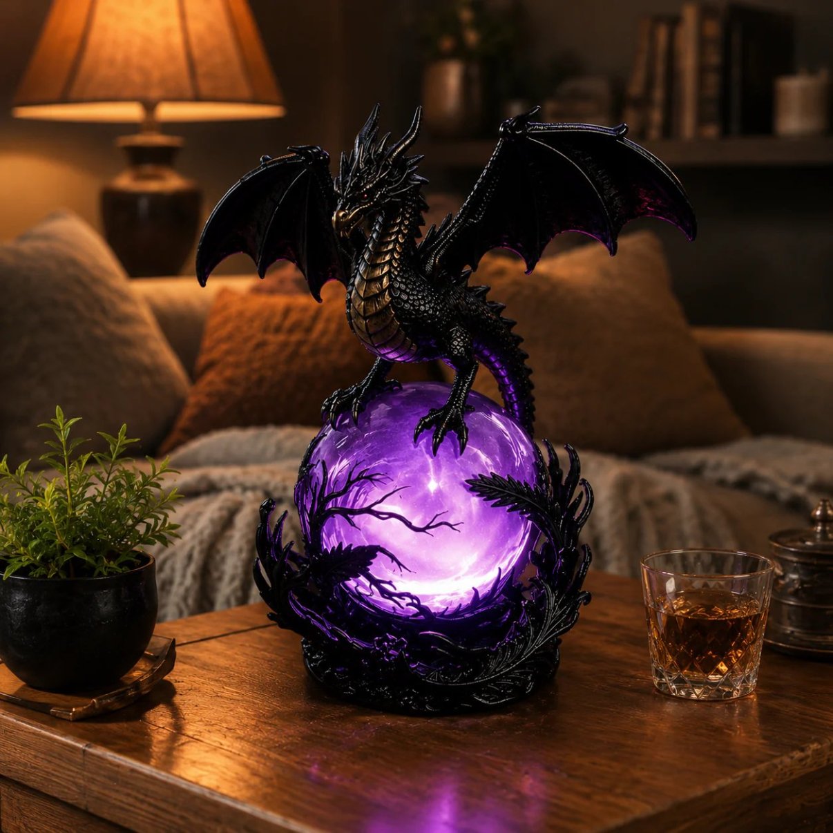 🔮🐉Gothic Dragon LED Crystal Ball Lamp for Dark Aesthetic Decor✨