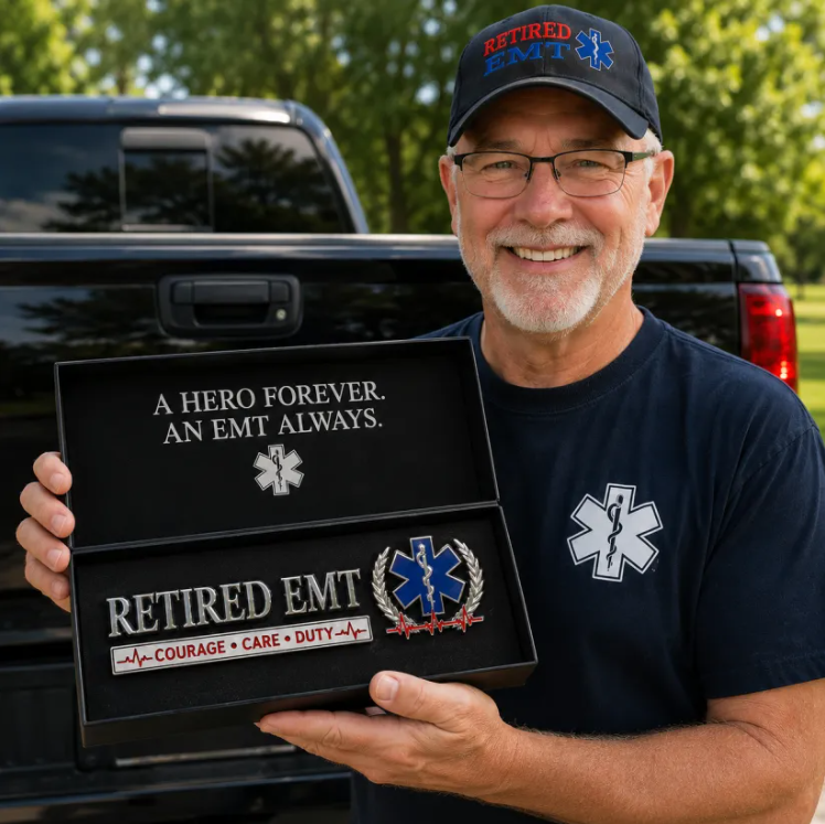 🚑 Retired EMT Courage Care Duty Car Emblem Metal Badge
