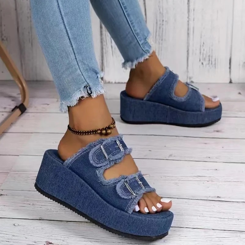 Fabric Casual Plain Summer Slide Sandals