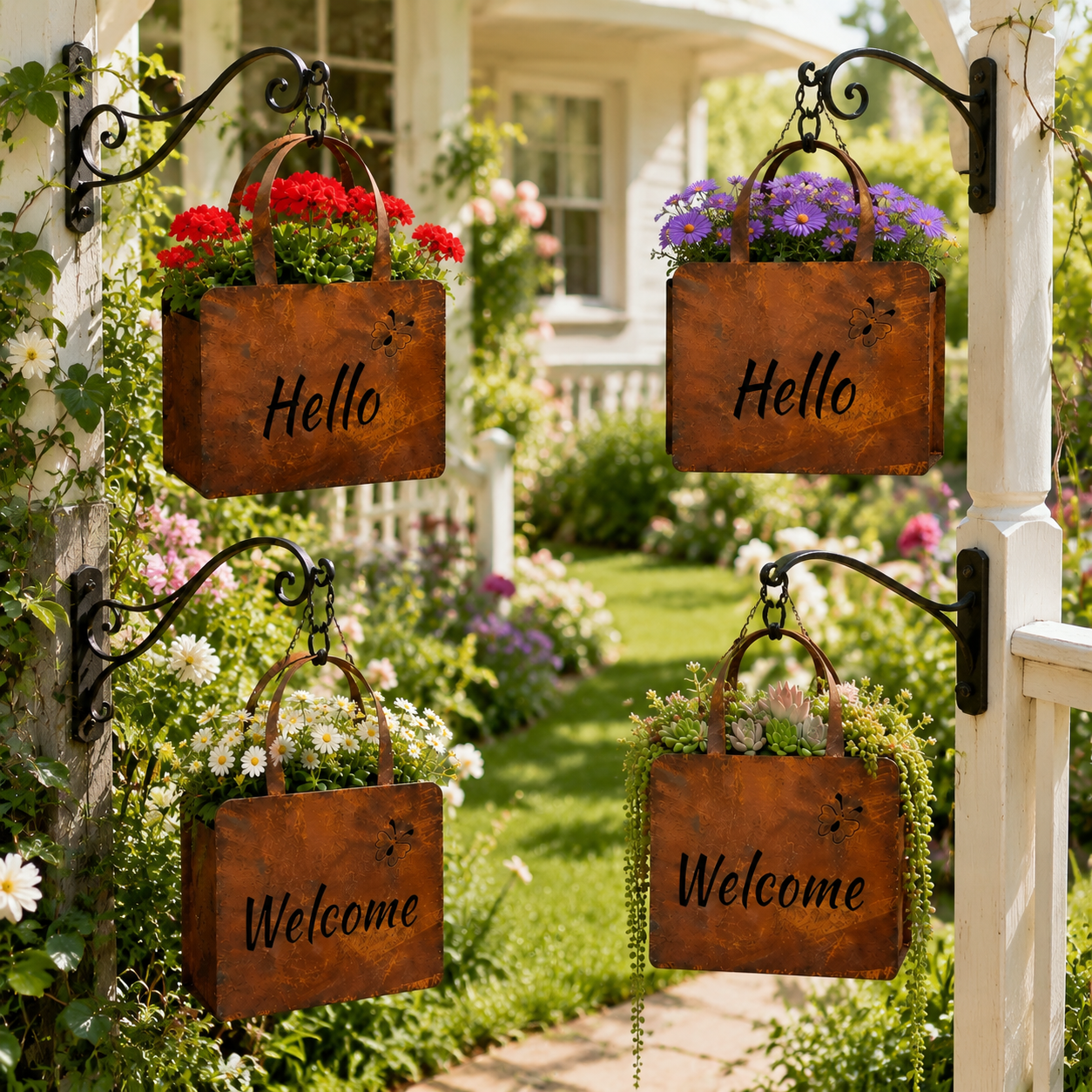 Rustic Metal Handbag Planter Decor