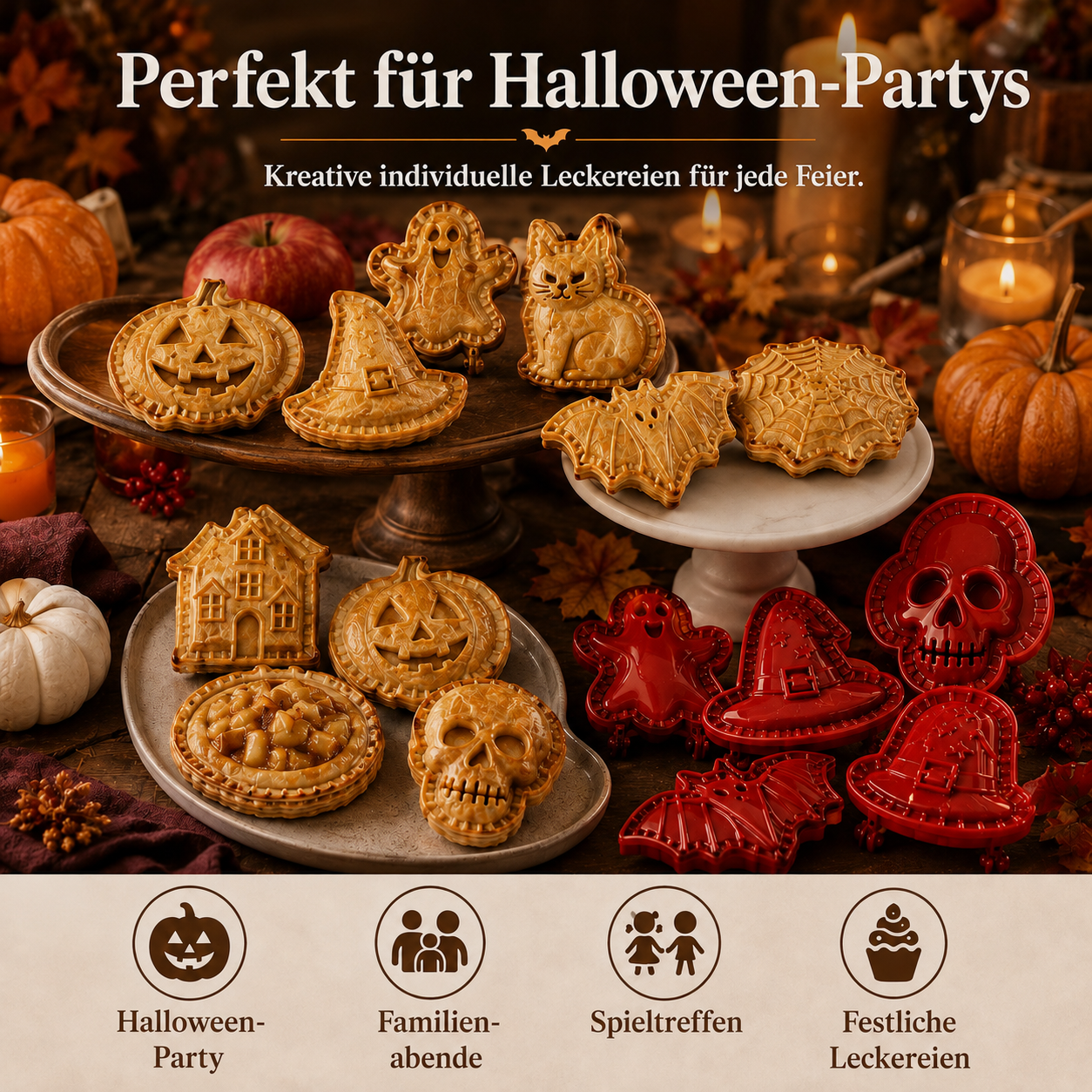 🎃 Halloween-Mini-Pastetenformen-Set – 8 gruselige Designs für einfaches, festliches Backen