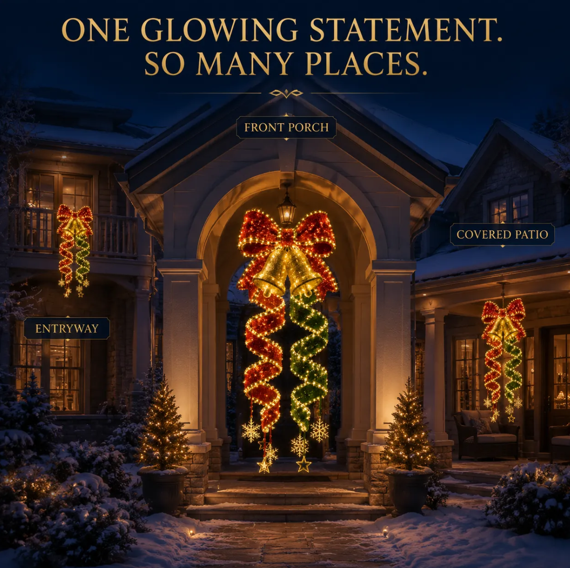 🎄 Enchanted Christmas Spiral Hanging Lights | Glowing Holiday Porch Decor