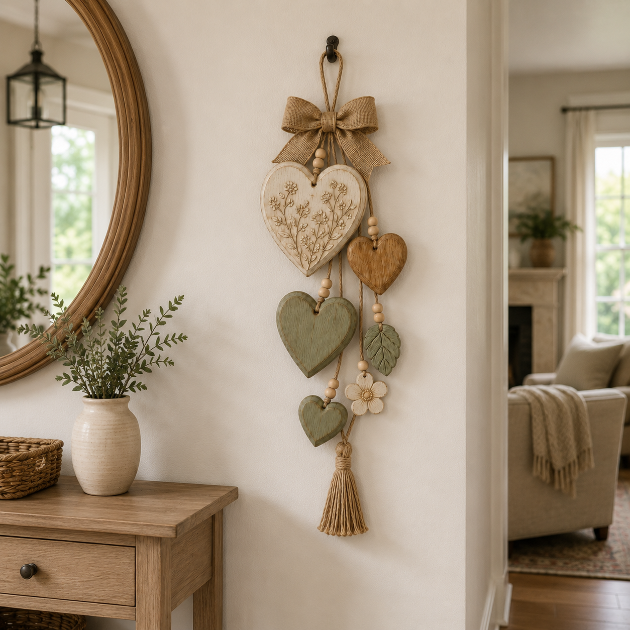 Rustic Solid Wood Heart Wall Hanging