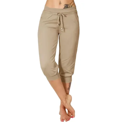 ⚡️Factory wholesale promotion⚡️ Women's Solid-Color Drawstring Waist Cropped Pants