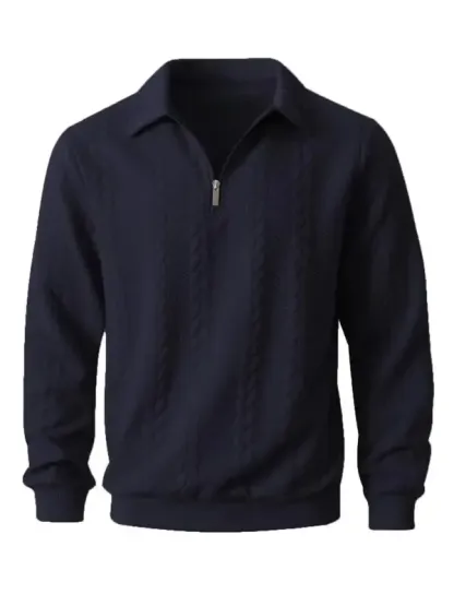 Men's Fall Winter Outfits Knitted Polo Neck Long Sleeve Sweatshirt for Daliy Wear