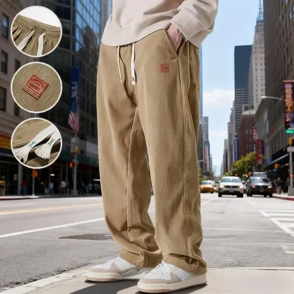 ⚡Men's Corduroy Straight-Leg Sweatpants Autumn New Arrival Loose Fit Wide-Leg Casual Pants⚡