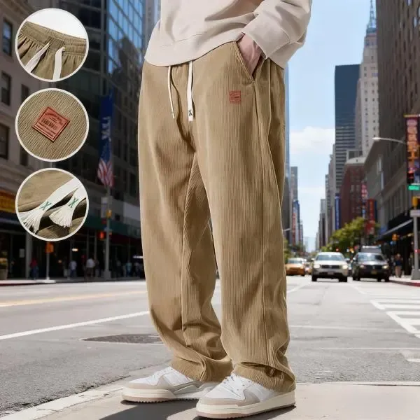 ⚡Men's Corduroy Straight-Leg Sweatpants Autumn New Arrival Loose Fit Wide-Leg Casual Pants⚡