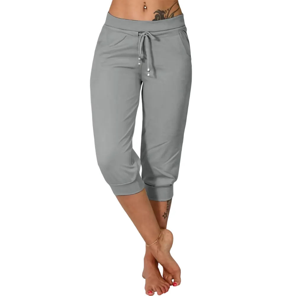 ⚡️Factory wholesale promotion⚡️ Women's Solid-Color Drawstring Waist Cropped Pants