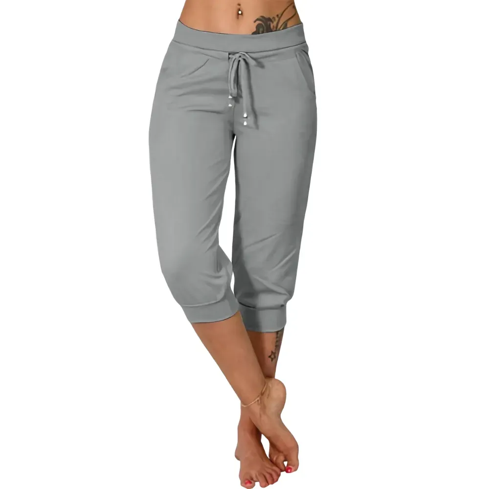 ⚡️Factory wholesale promotion⚡️ Women's Solid-Color Drawstring Waist Cropped Pants