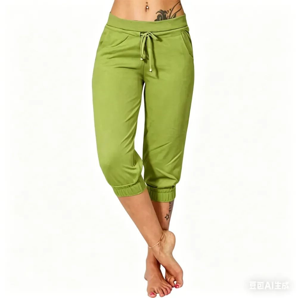 ⚡️Factory wholesale promotion⚡️ Women's Solid-Color Drawstring Waist Cropped Pants