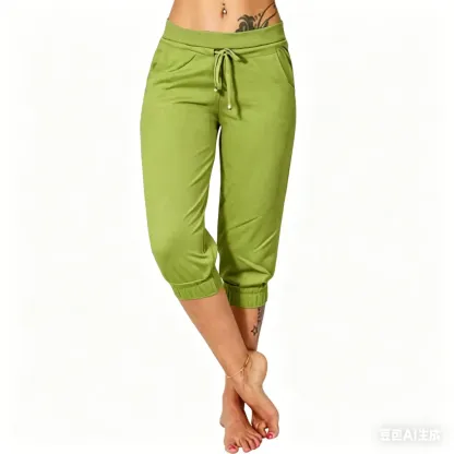 ⚡️Factory wholesale promotion⚡️ Women's Solid-Color Drawstring Waist Cropped Pants